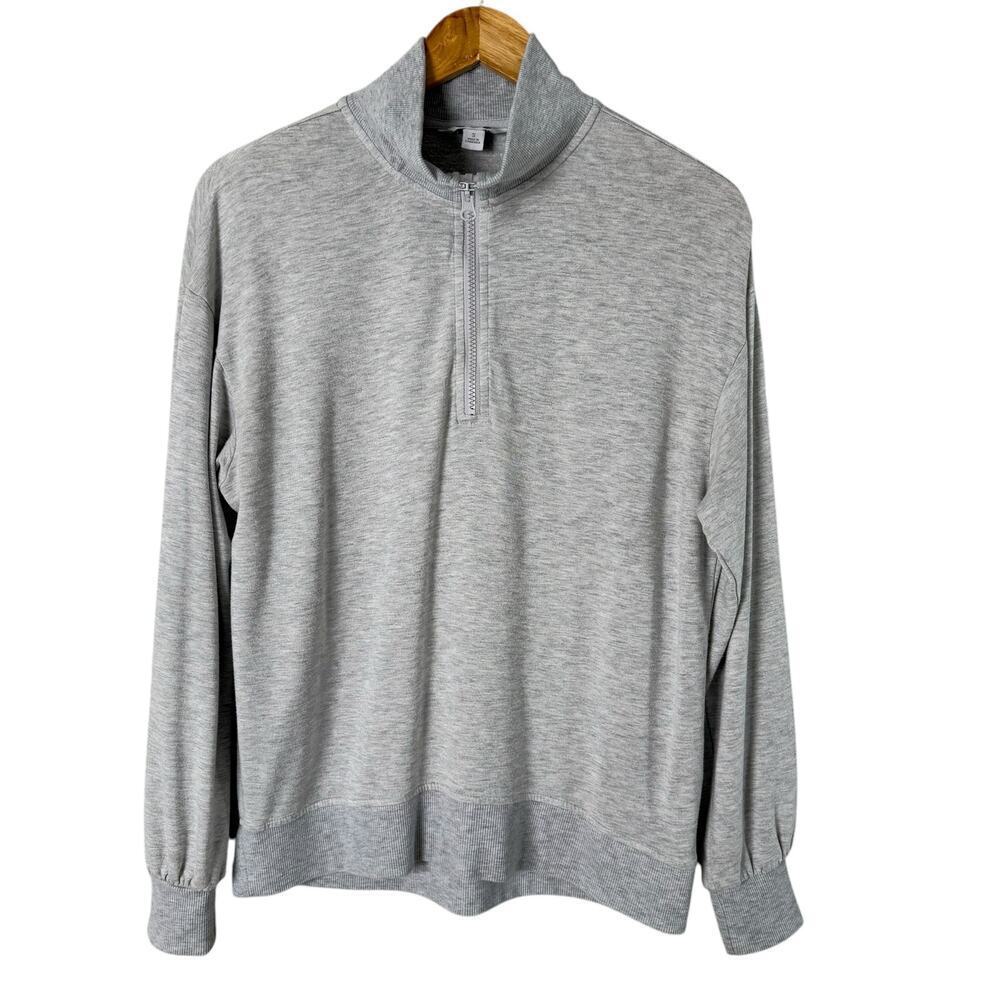 Three Dot‎ Quarter Zip Pullover Sweater Lightweight Heather Gray, Size Small